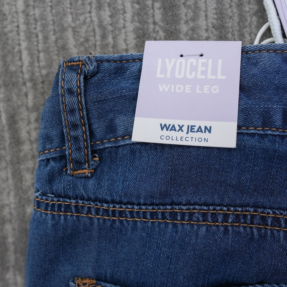Wax Jean Collection Lyocell Wide Leg Jeans Medium Wash Blue Drawstring Size 3/26 - Picture 11 of 13